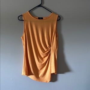 Tahari Orange Ruched Sleeveless Tank Top